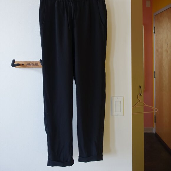 J.Crew 03341 black mid rise elastic waist drawstring drapey pants pockets 00 XXS - Picture 5 of 13